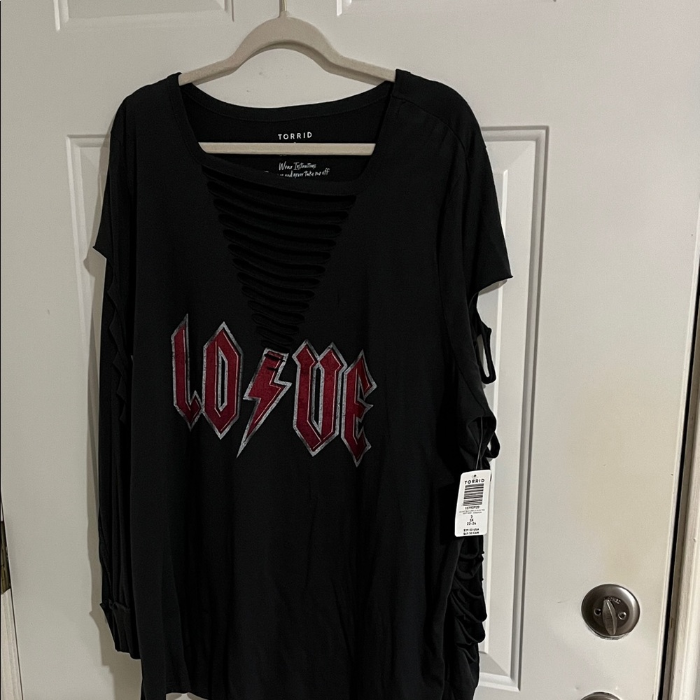 Torrid Black Long Sleeve Top with Red Graphic